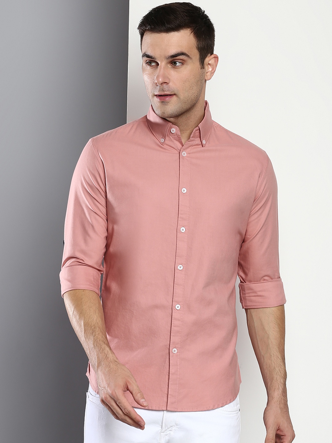 

Dennis Lingo Men Pink Slim Fit Casual Shirt