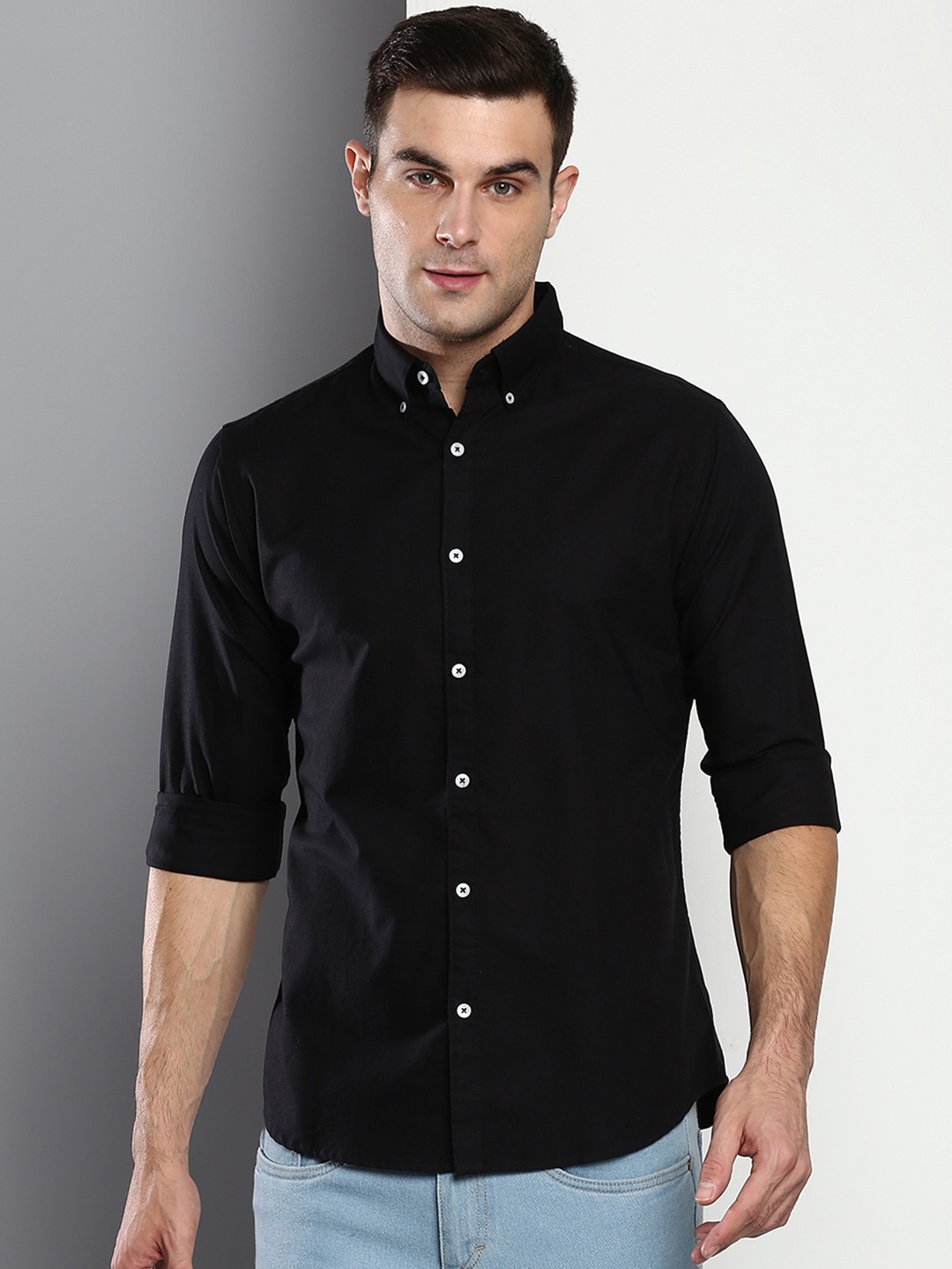 

Dennis Lingo Men Black Slim Fit Casual Shirt