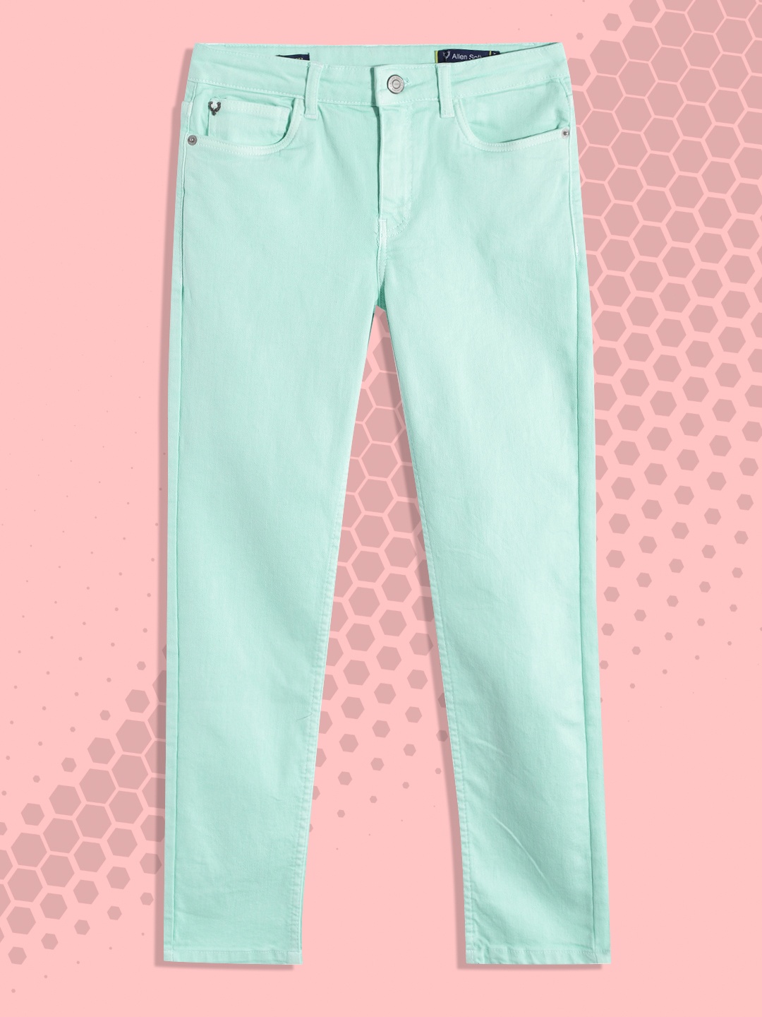 

Allen Solly Junior Boys Sea Green Slim Fit Mid-Rise Stretchable Jeans