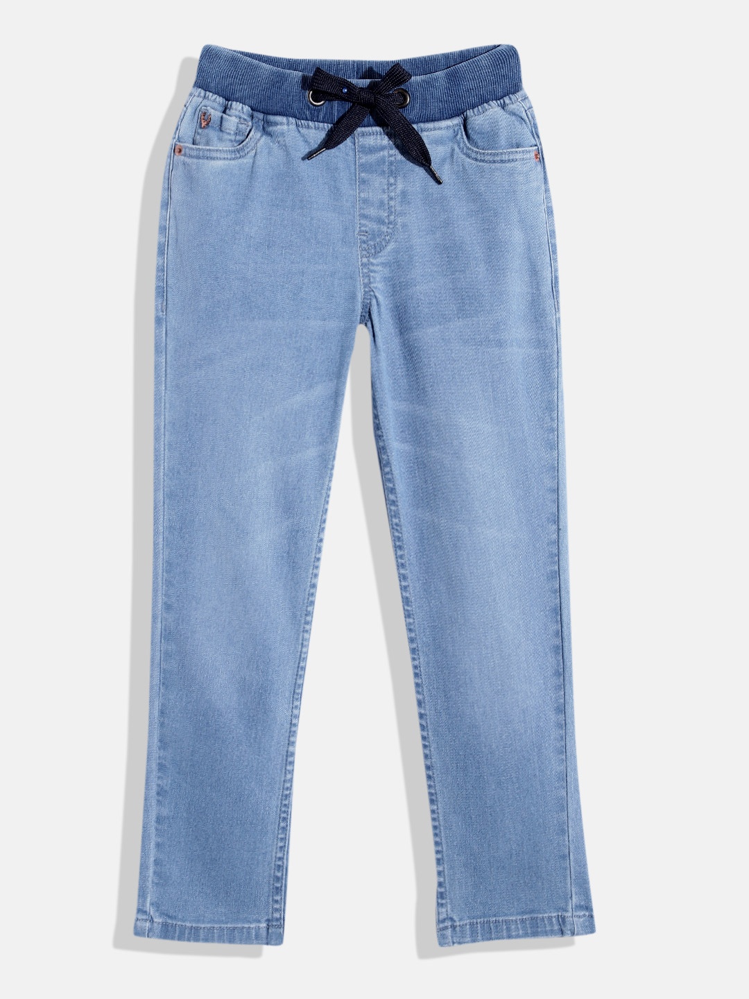 

Allen Solly Junior Boys Mid-Rise Light Fade Stretchable Jogger Fit Jeans, Blue