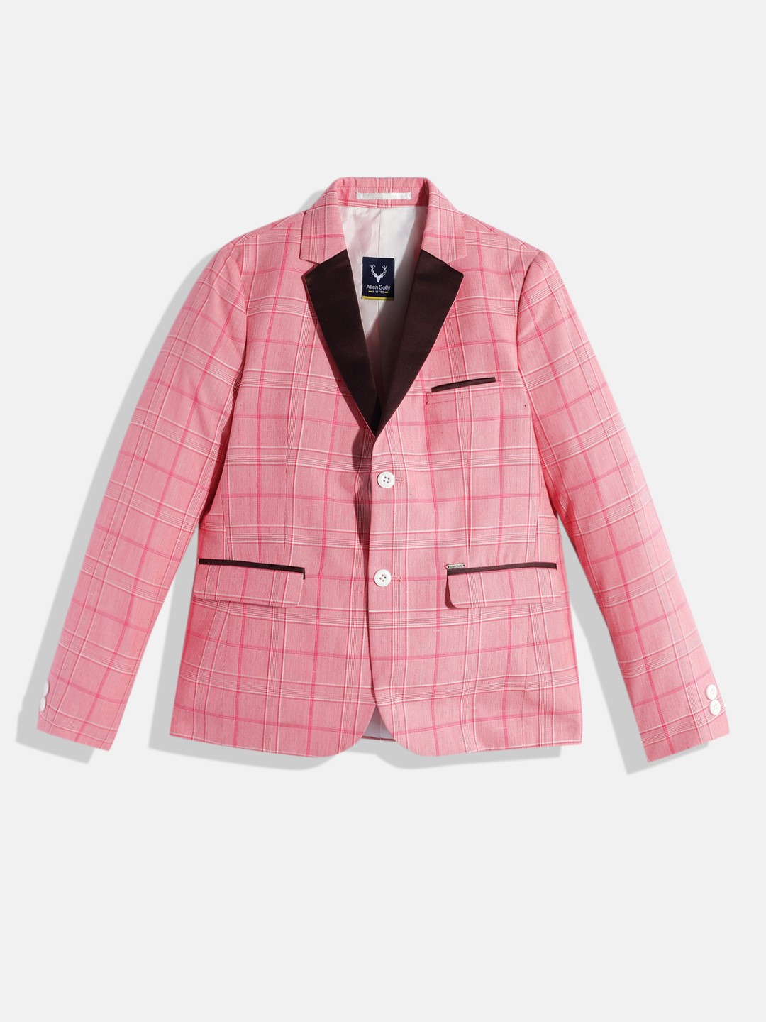 

Allen Solly Junior Boys Single Breasted Checked Blazer, Pink