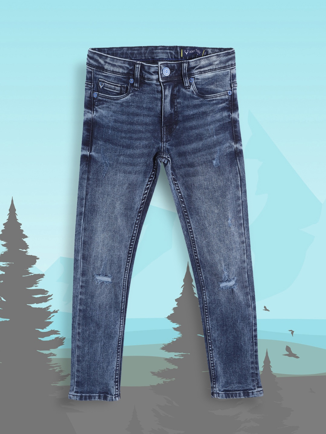 

Allen Solly Junior Boys Blue Light Fade Stretchable Jeans, Navy blue