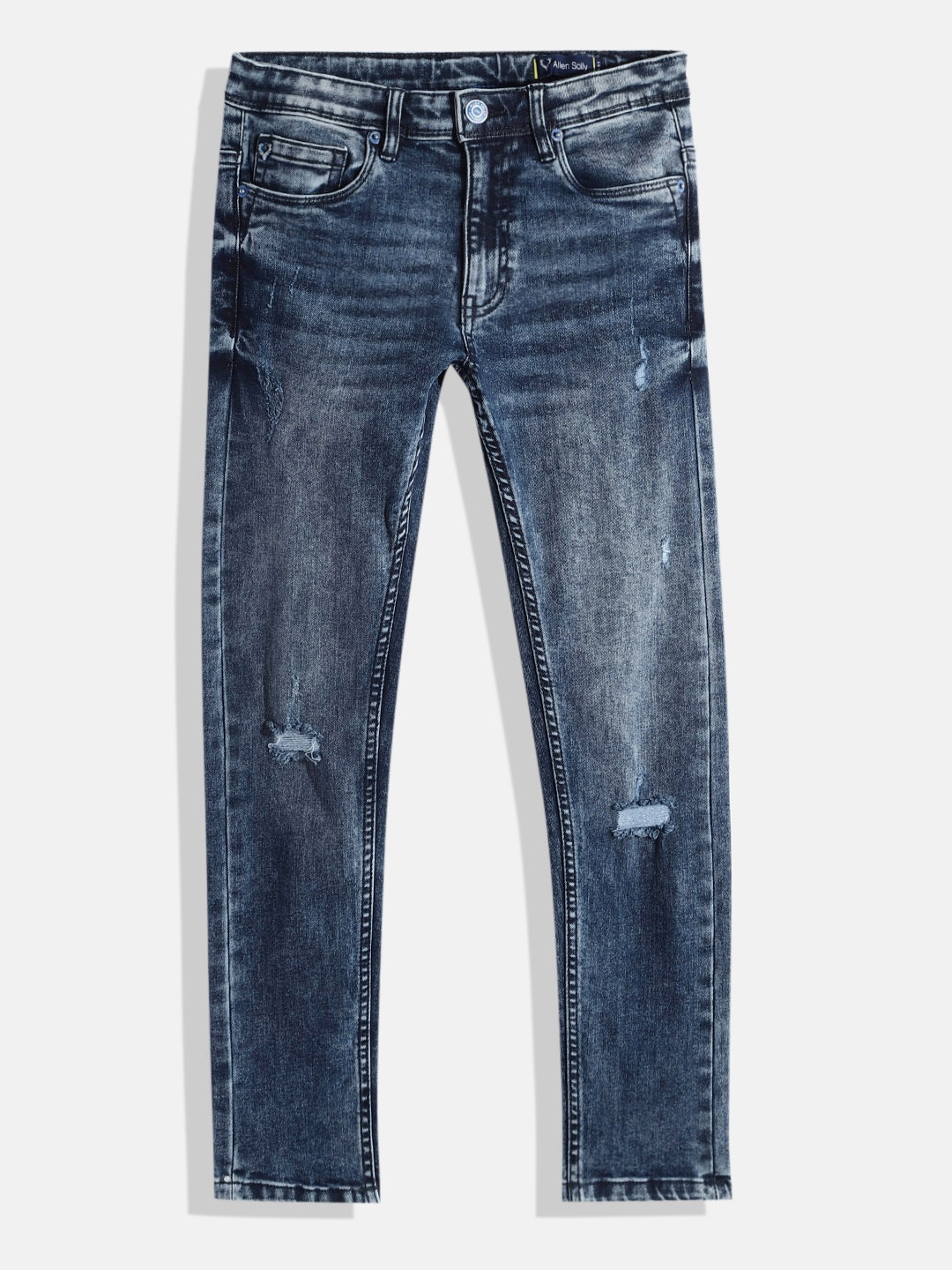 

Allen Solly Junior Boys Blue Skinny Fit Mildly Distressed Light Fade Stretchable Jeans