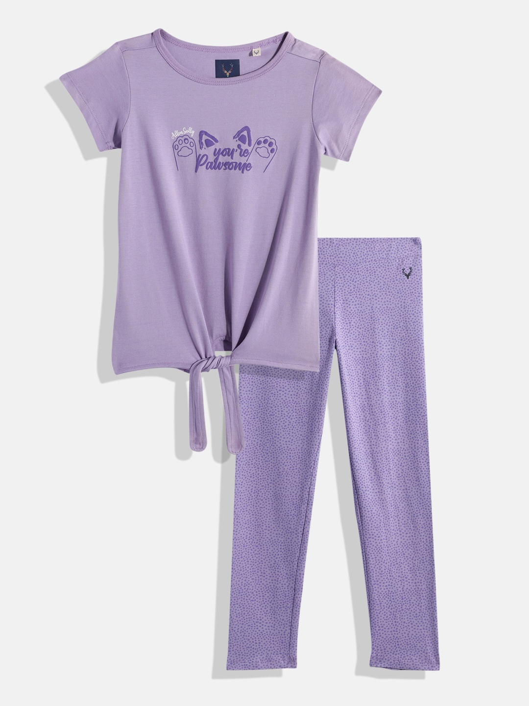 

Allen Solly Junior Girls Printed T-shirt with Leggings, Purple