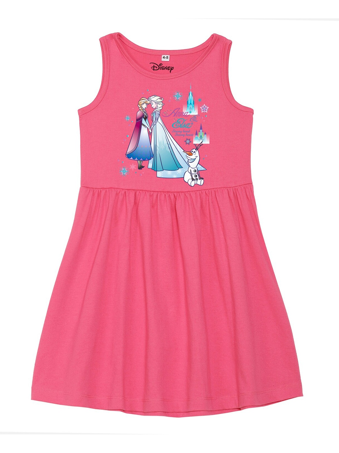 

Disney by Wear Your Mind Girls Pink Printed Cotton Dress