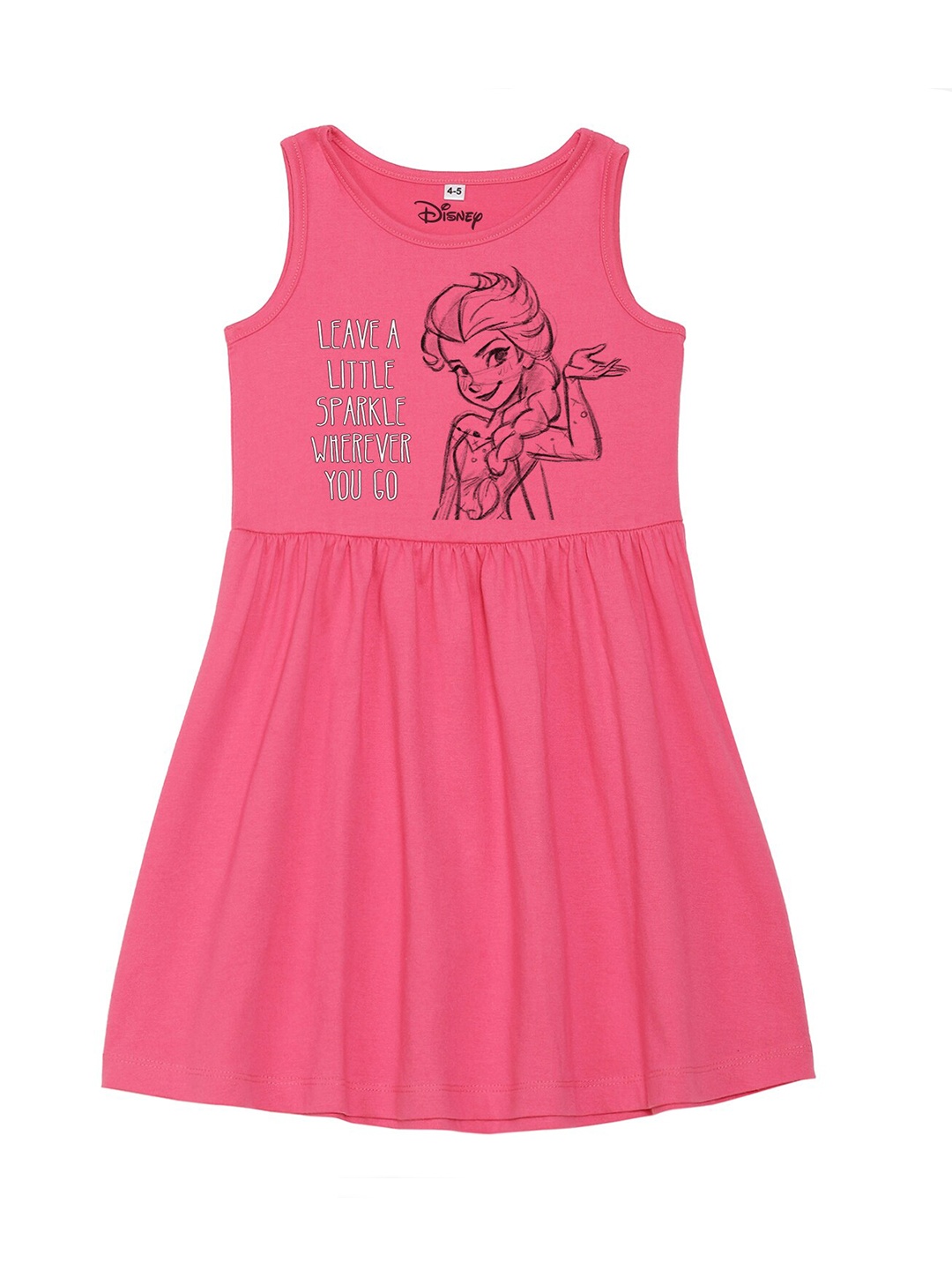 

Disney by Wear Your Mind Girls Pink Printed Cotton Dress