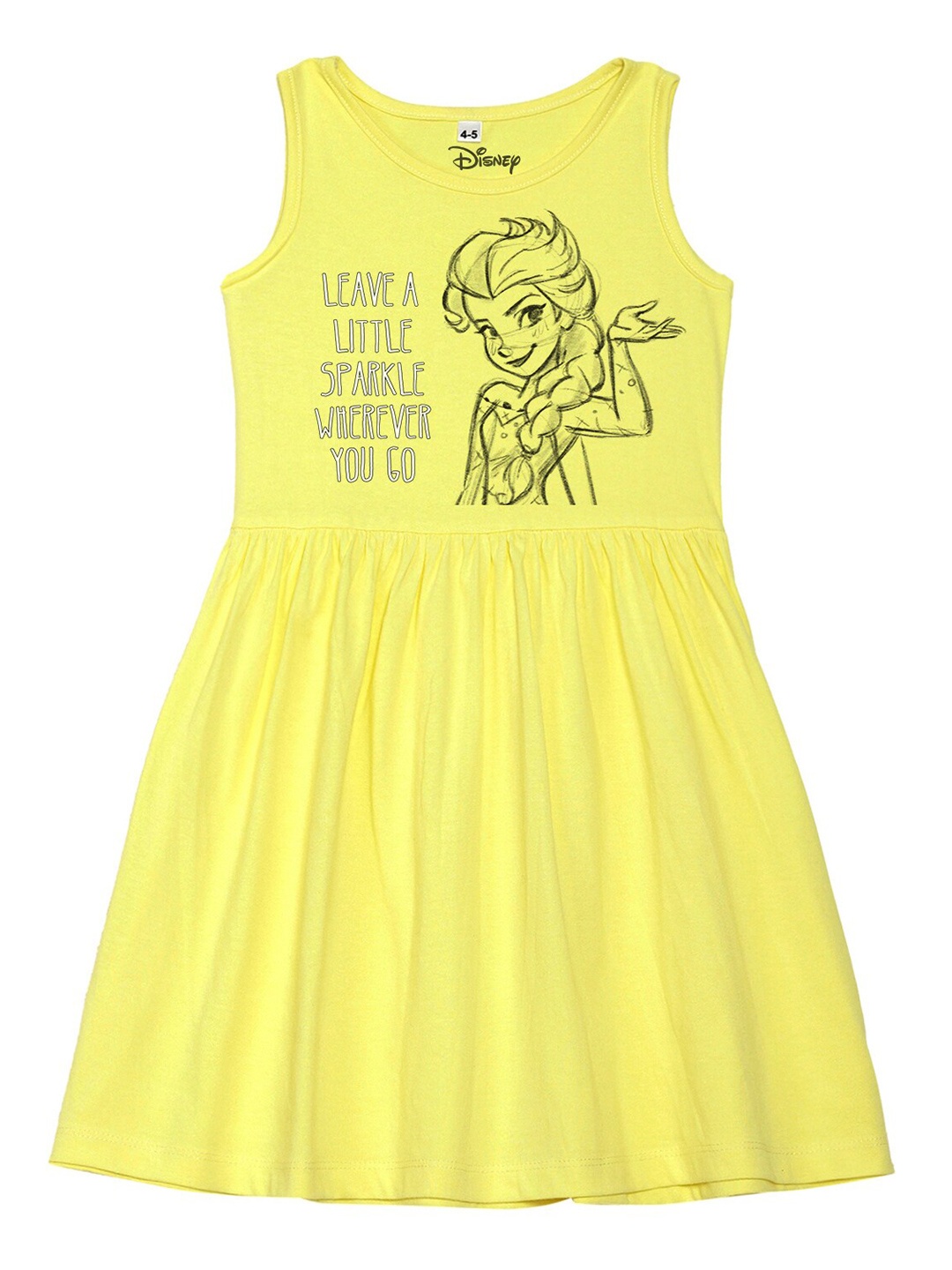 

Disney by Wear Your Mind Girls Yellow Elsa Print Cotton Dress