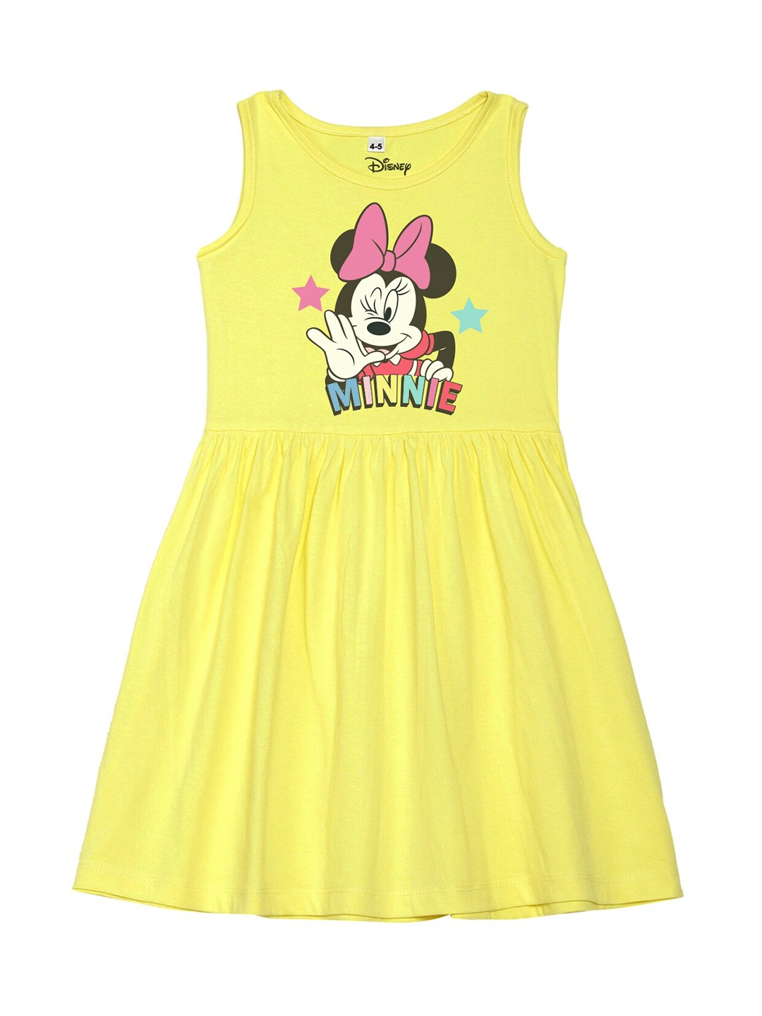 

Disney by Wear Your Mind Girls Yellow Minnie Printed Cotton Dress