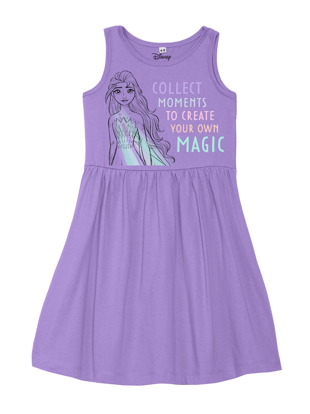 

Disney by Wear Your Mind Girls Purple Elsa Print A-Line Dress