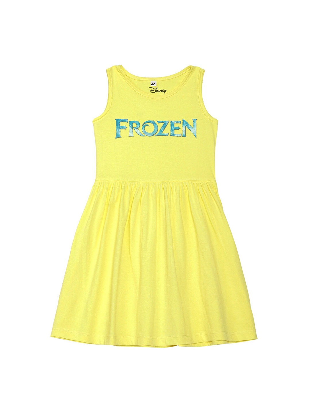 

Disney by Wear Your Mind Girls Yellow Frozen Print Cotton Dress