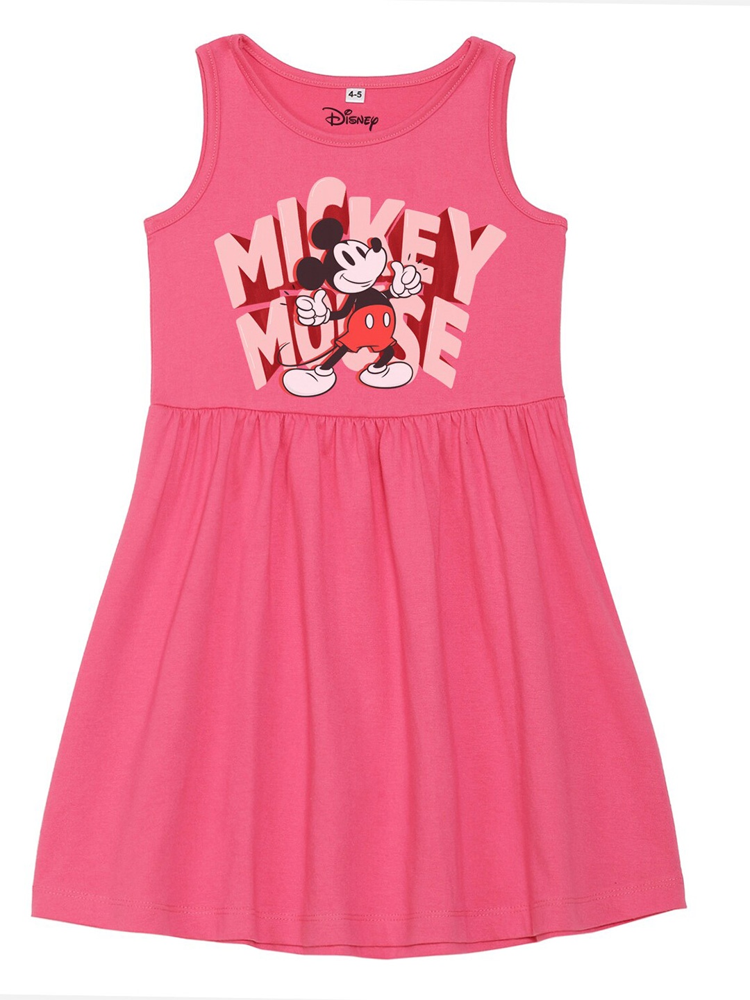 

Disney by Wear Your Mind Girls Pink Mickey Mouse Print Cotton A-line Dress