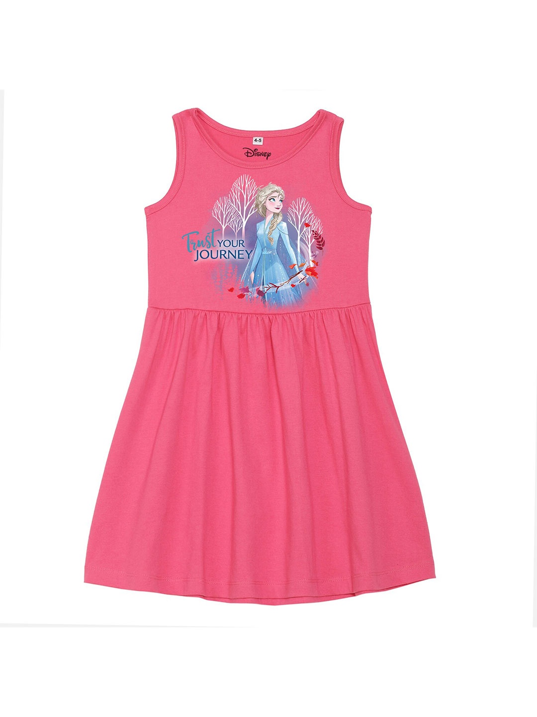 

Disney by Wear Your Mind Pink Printed Pure Cotton Fit & Flare Dress