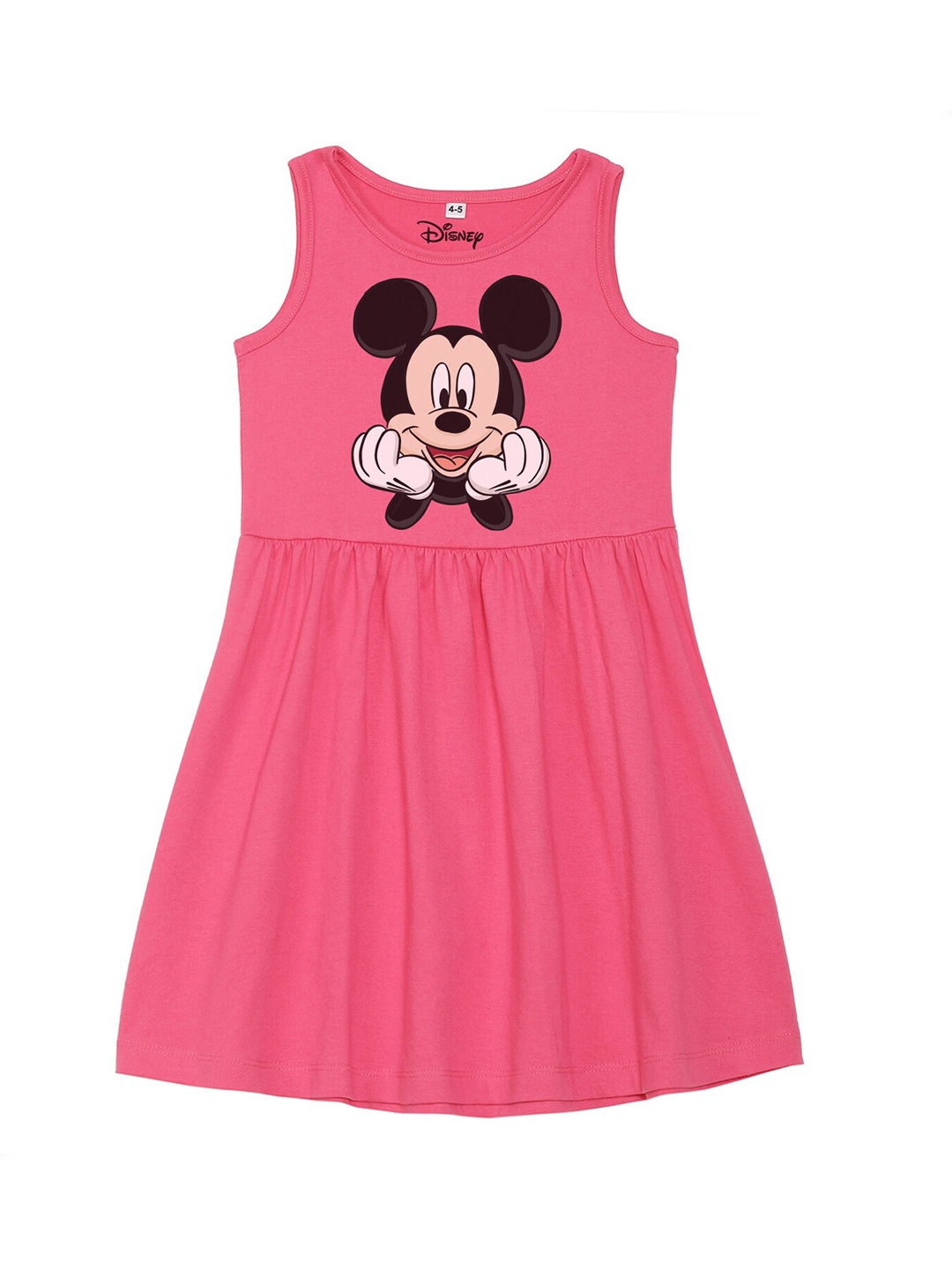 

Disney by Wear Your Mind Girls Pink Mickey Mouse Print Cotton Dress