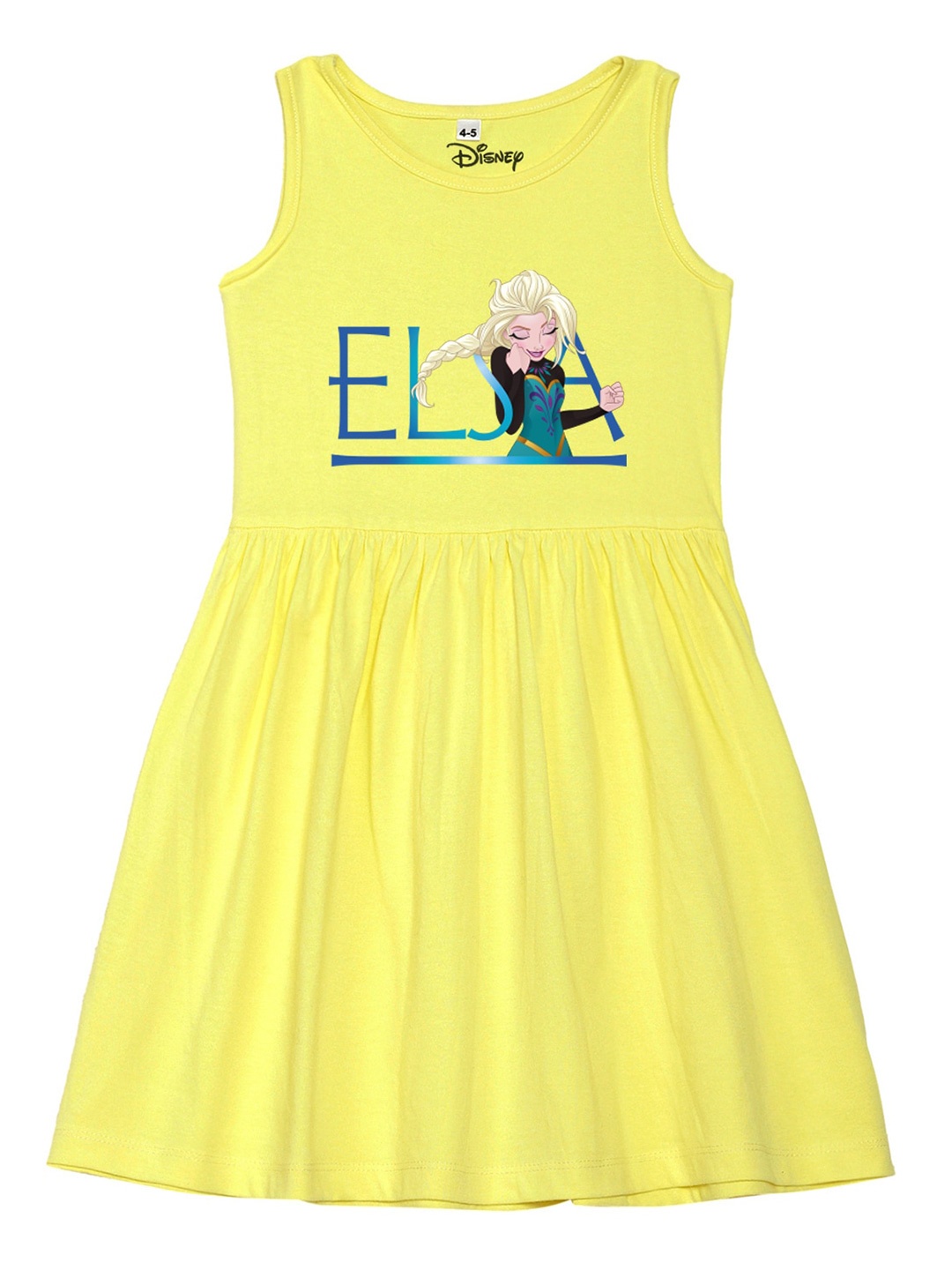 

Disney by Wear Your Mind Girls Yellow Elsa Print A-Line Dress