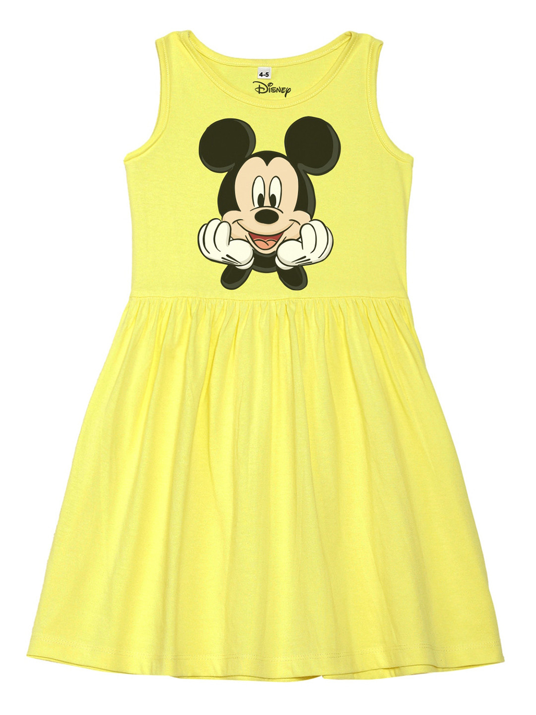 

Disney by Wear Your Mind Girls Yellow Mickey Mouse Print Cotton Dress