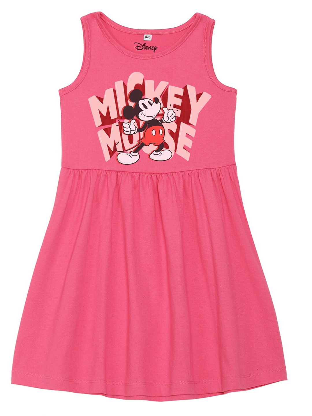 

Disney by Wear Your Mind Pink Mickey Mouse Print A-Line Dress