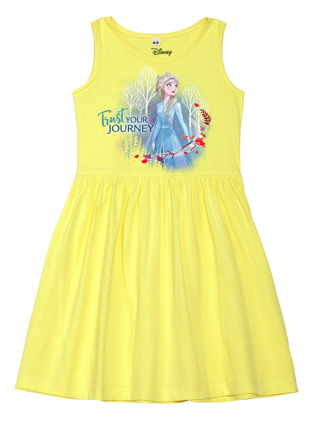 

Disney by Wear Your Mind Girls Yellow Elsa Print A-Line Dress