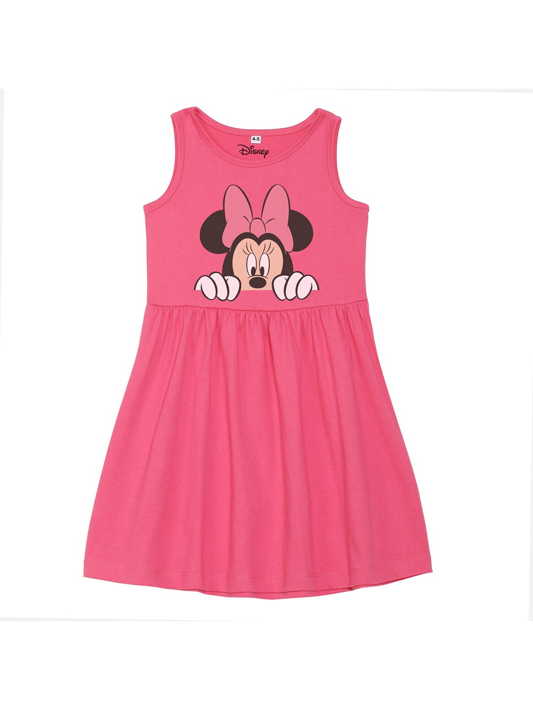 

Disney by Wear Your Mind Girls Pink Minnie Print Cotton Dress