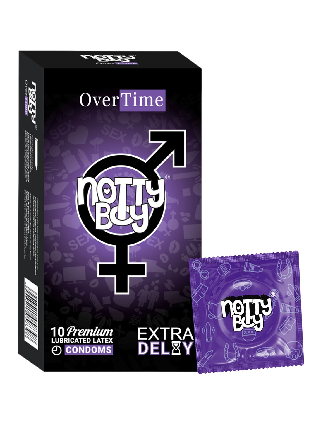 

noTTy Boy Over Time Climax Delay Condoms - 10 Pieces, Black