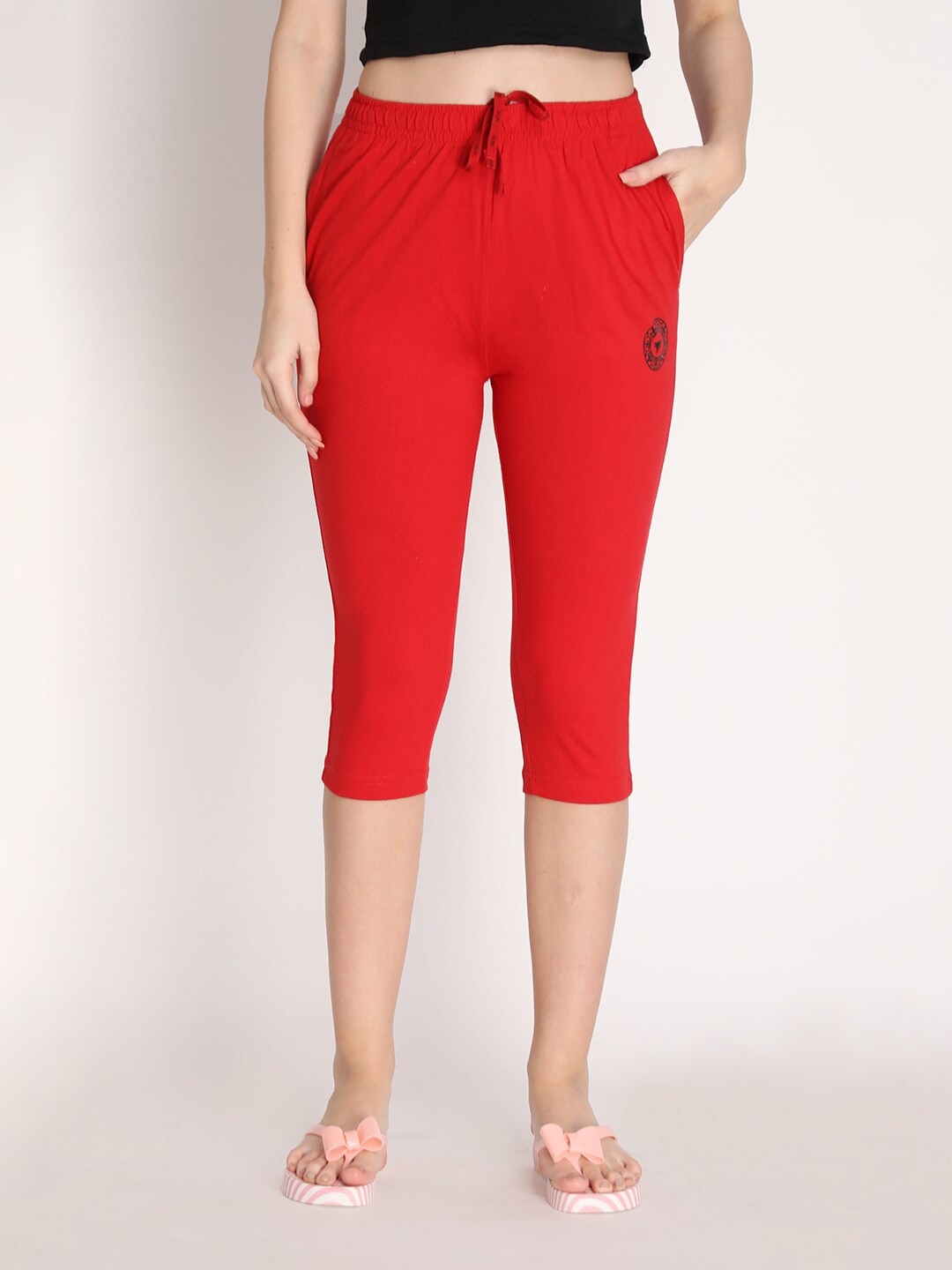 

NEVA Women Red Cotton Capris