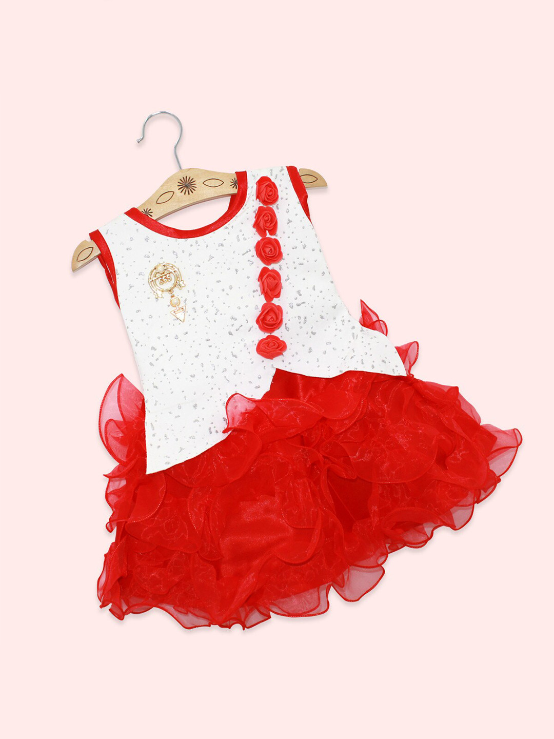

Born Babies Girls Red Embellished Dress