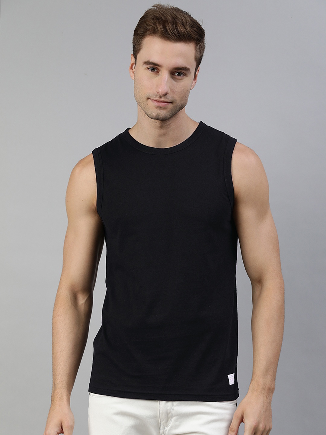 

abof Men Black & White Printed Pure Cotton Innerwear Vest