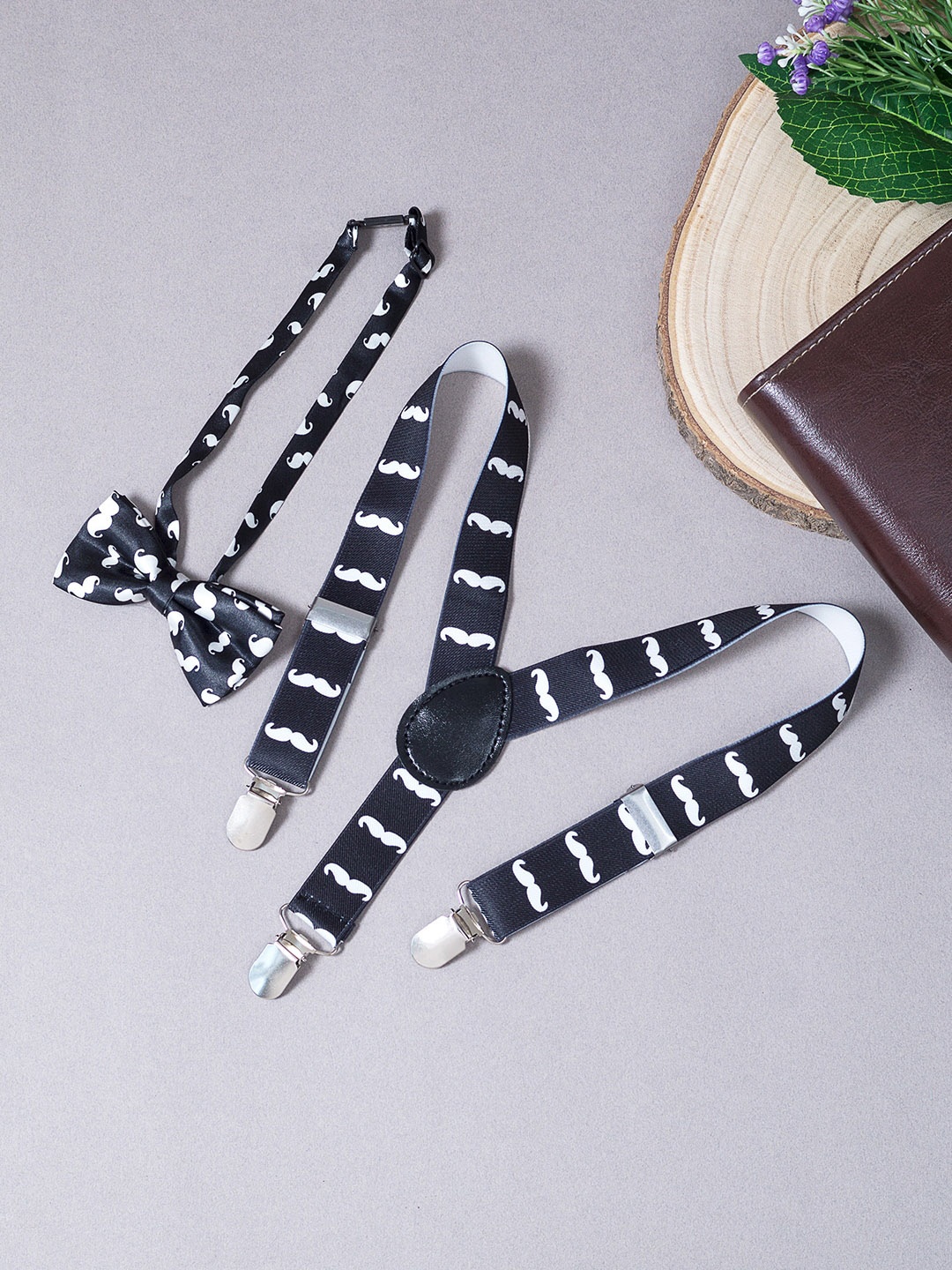 

Golden Peacock Boys Black & White Patterned Adjustable Y Back Elastic Suspender