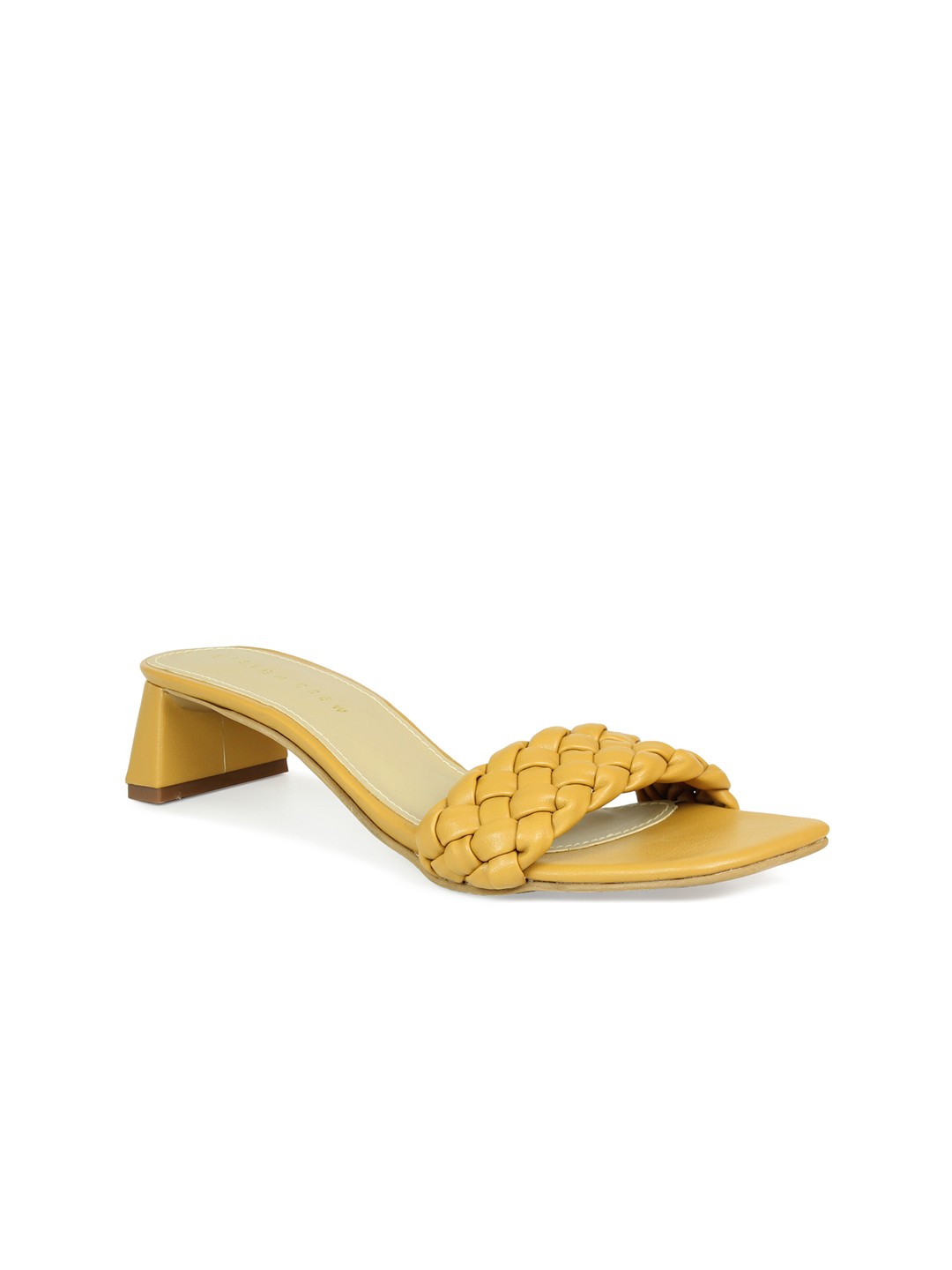 

DESIGN CREW Yellow Textured Block Heels