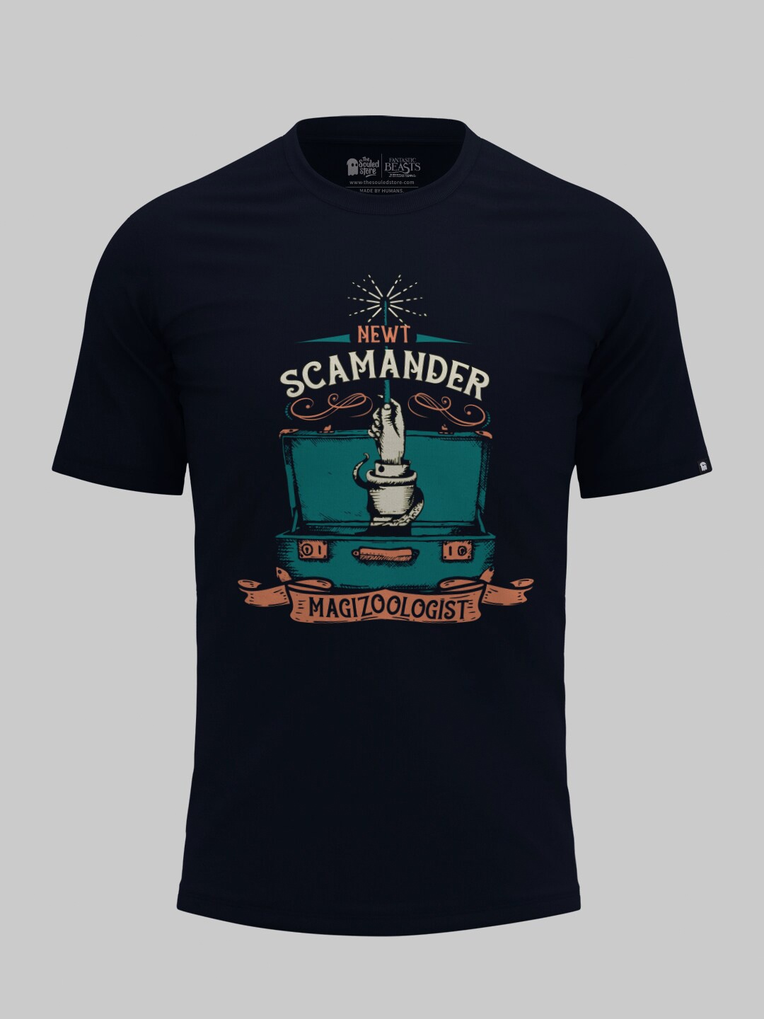 

The Souled Store Men Navy Blue Newt Scamander Printed Cotton T-shirt
