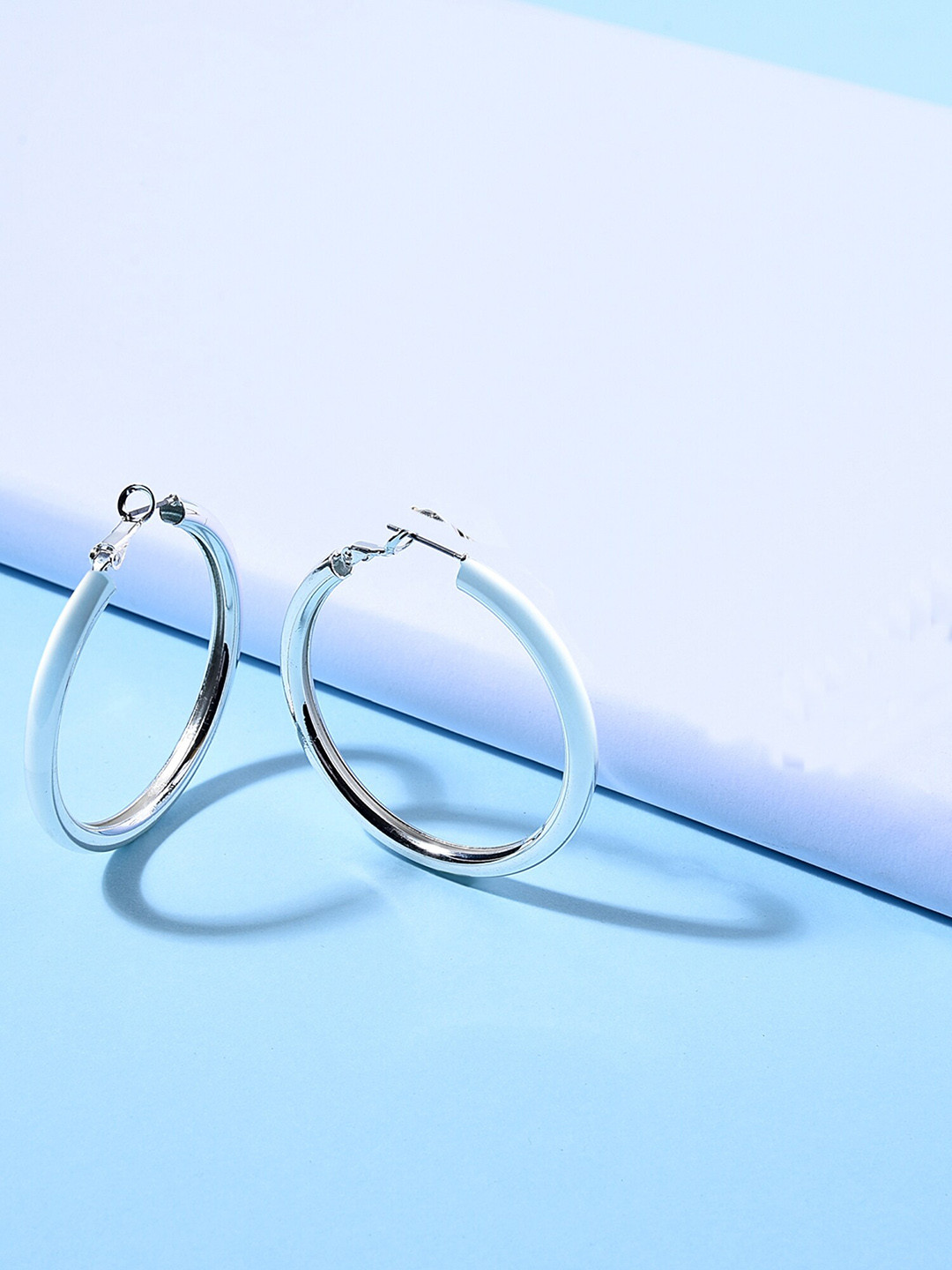 

ToniQ Silver-Plated Circular Hoop Earrings