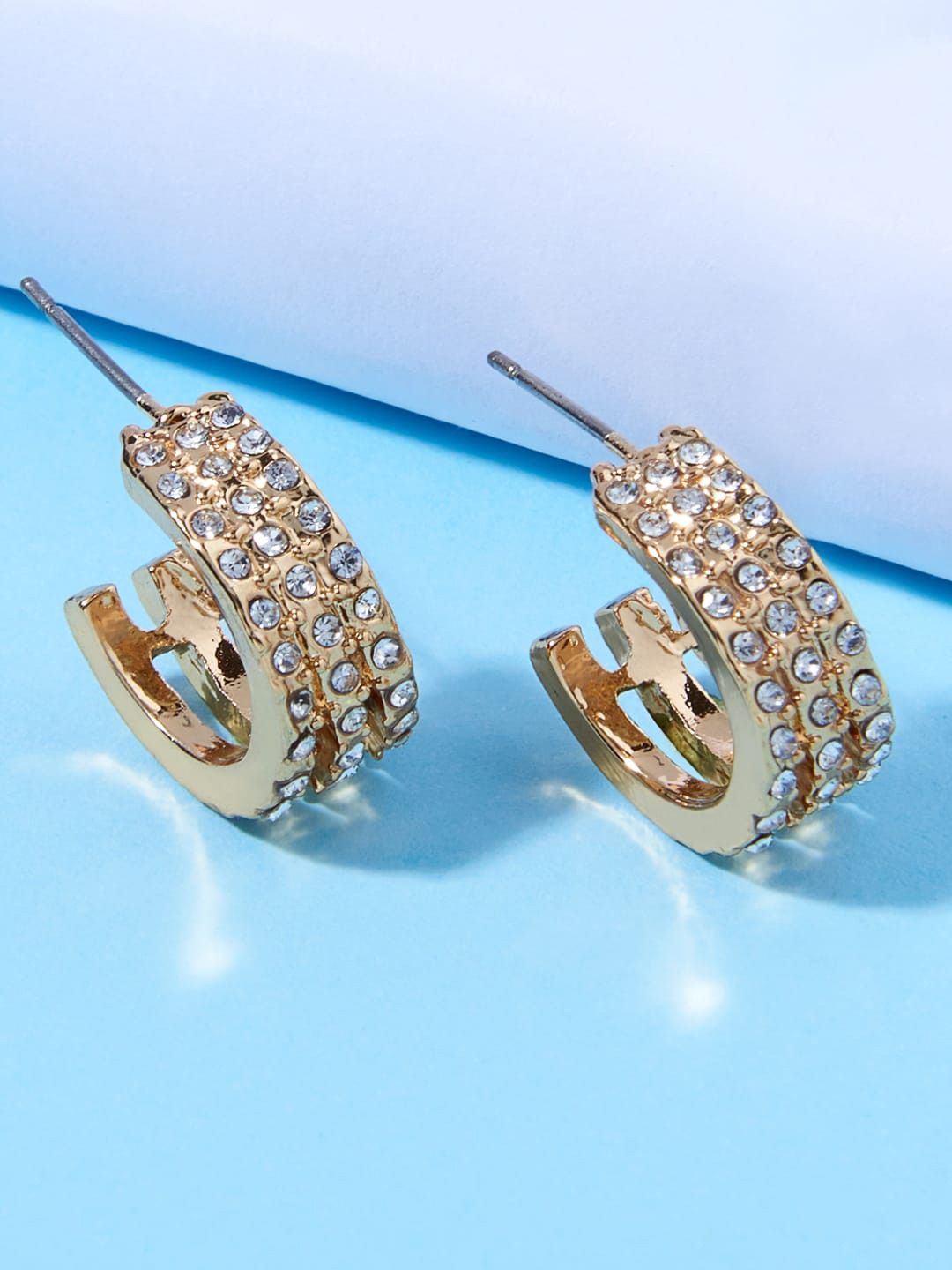 

ToniQ Gold-Toned Circular Studs Earrings