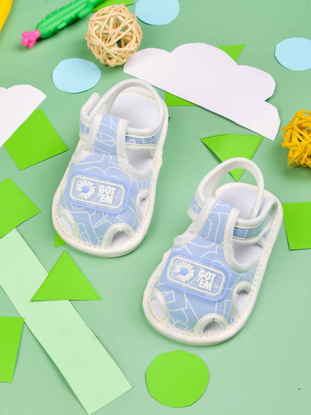 

POPLINS Kids Blue Cotton Booties