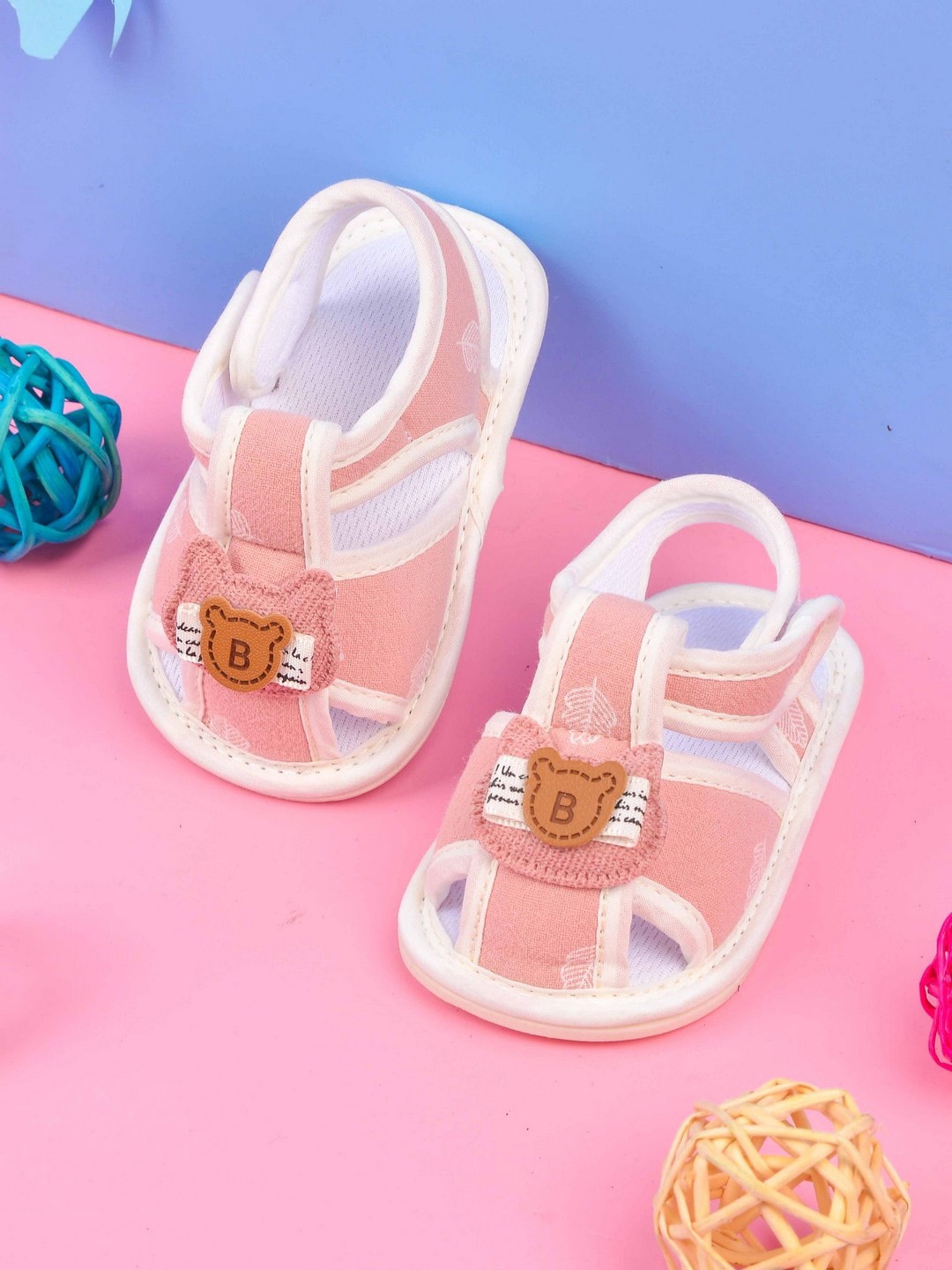 

POPLINS Unisex Kids Pink & White Cotton Booties