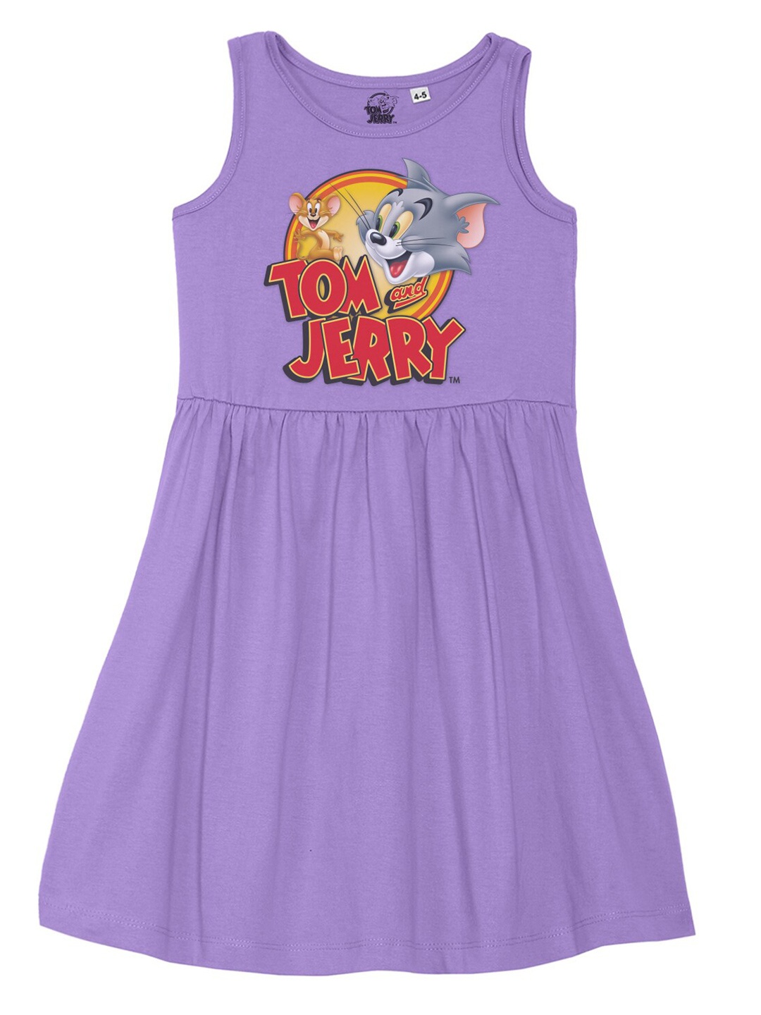 

Tom & Jerry by Wear Your Mind Girls Purple Printed Cotton A-Line Dress