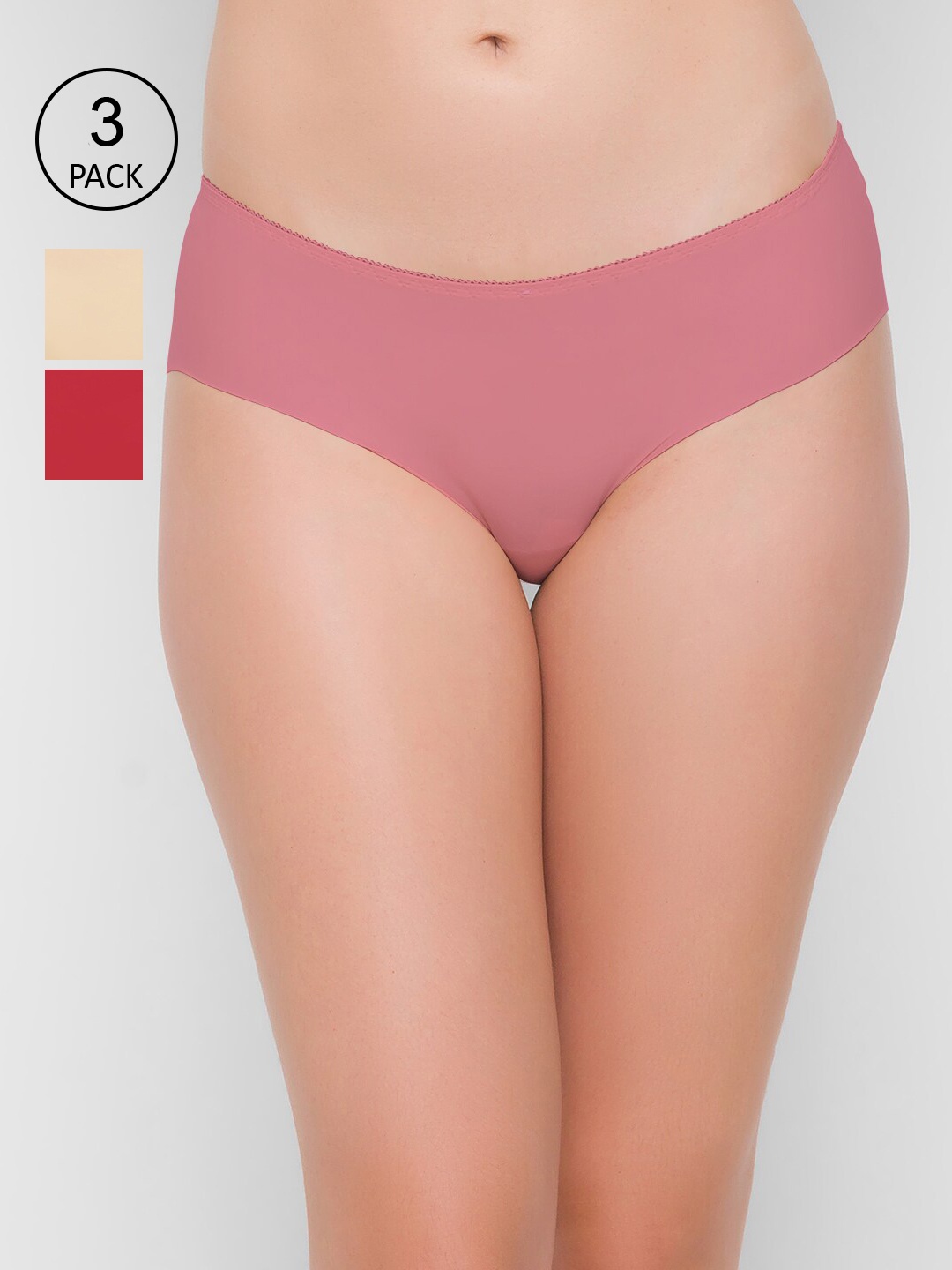 

FashionRack Women Pack Of 3 Assorted Mid-Rise Hipster Briefs