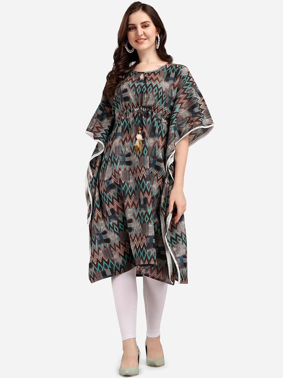 

Youthnic Women Grey Printed Kaftan Kurta