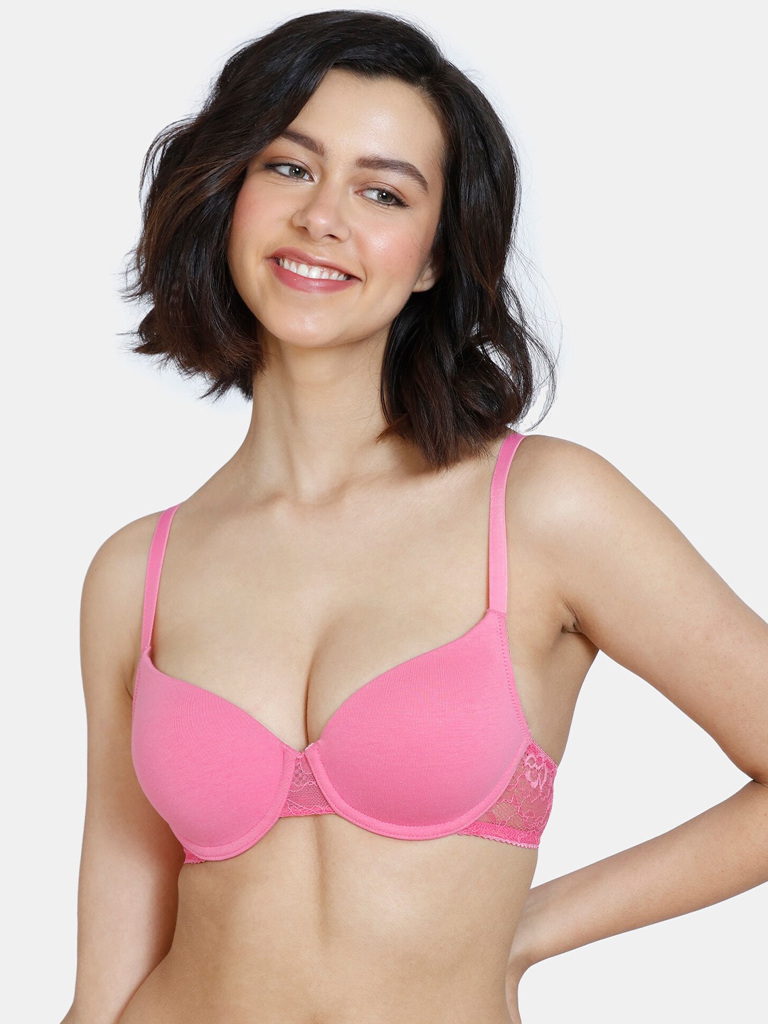 

Zivame Pink Underwired Lightly Padded Underwired Bra