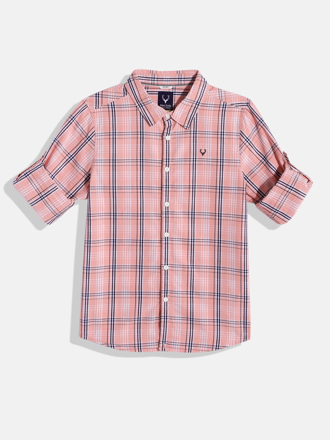 

Allen Solly Junior Boys Sport Fit Tartan Checked Pure Cotton Casual Shirt, Peach