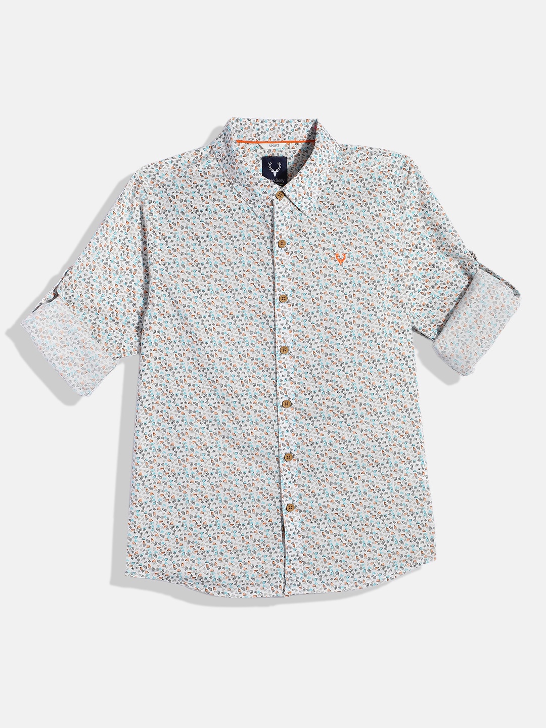 

Allen Solly Junior Boys Sport Micro Ditsy Printed Pure Cotton Casual Shirt, White