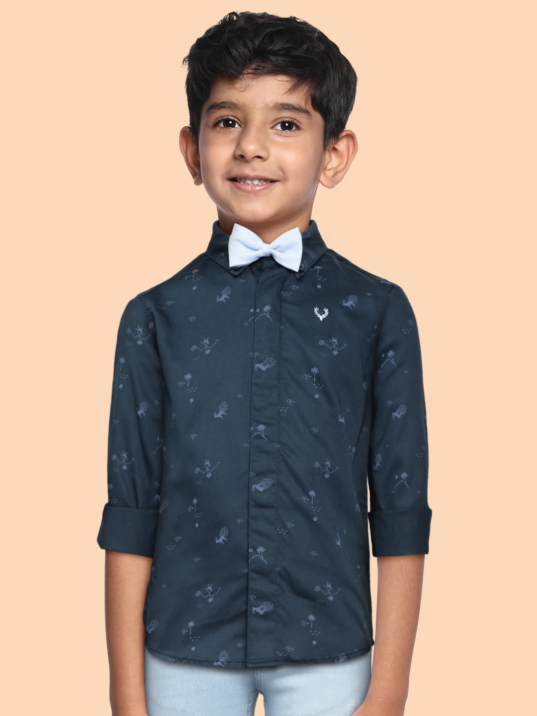 

Allen Solly Junior Boys Blue Printed Pure Cotton Casual Shirt