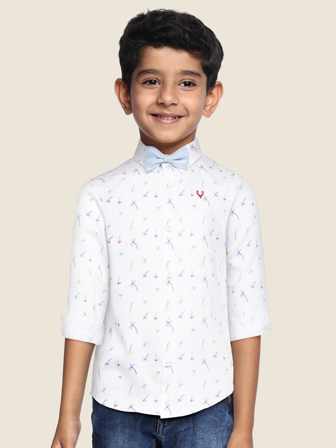 

Allen Solly Junior Boys White Printed Pure Cotton Casual Shirt
