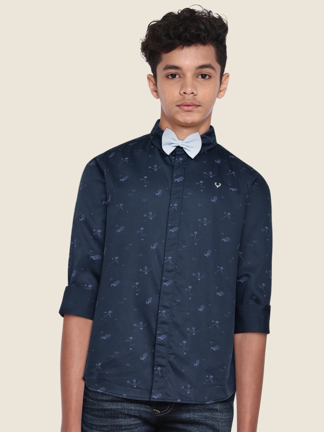 

Allen Solly Junior Boys Navy Blue Printed Pure Cotton Casual Shirt