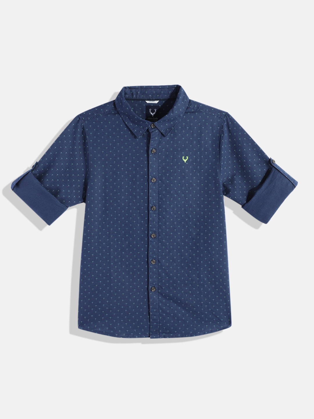 

Allen Solly Junior Boys Abstract Printed Cotton Linen Sport Casual Shirt, Navy blue