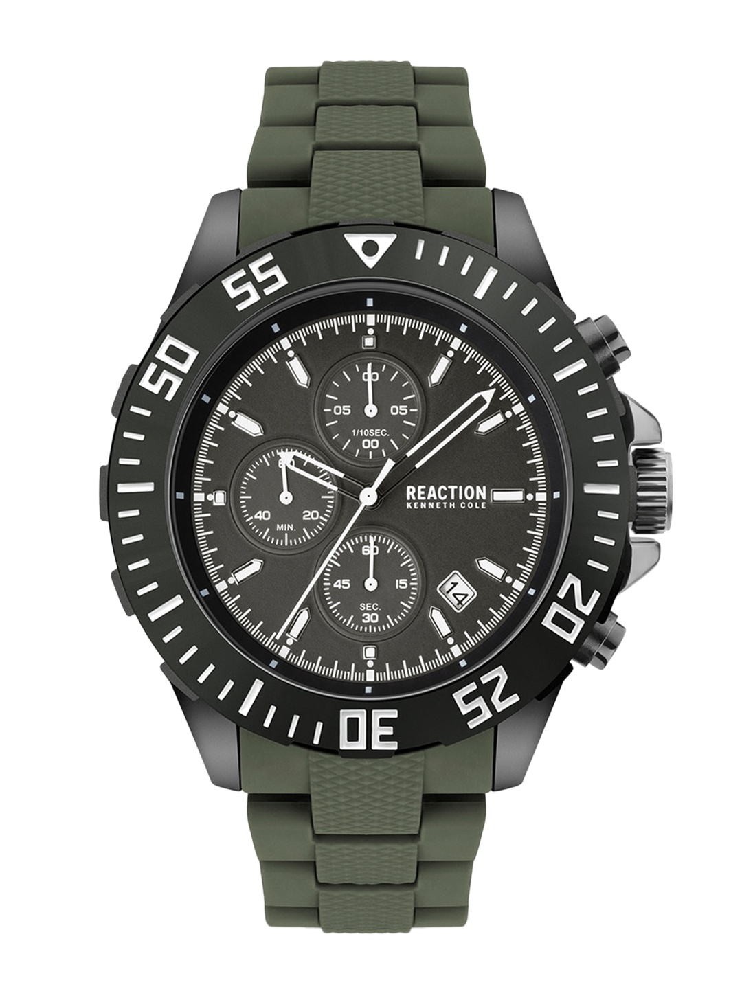 

REACTION KENNETH COLE Men Grey Dial & Green Straps Analogue Watch KRWGQ2193003
