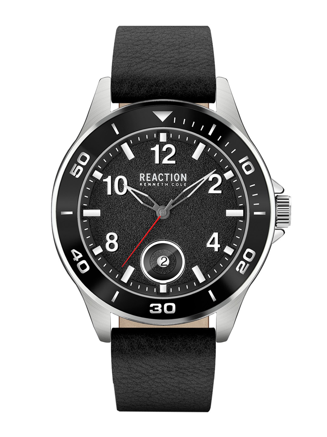 

REACTION KENNETH COLE Men Black Dial & Silver Toned Leather Straps Analogue Watch KRWGB2193501