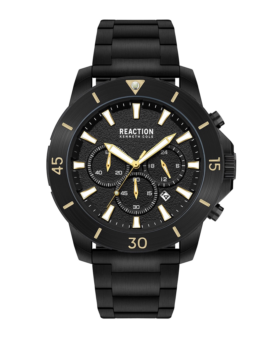 

REACTION KENNETH COLE Men Black Dial & Grey Stainless Steel Bracelet Style Straps Analogue Watch