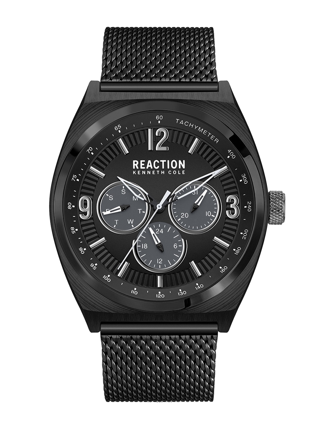 

REACTION KENNETH COLE Men Black Dial & Black Stainless Steel Bracelet Style Straps Analogue Watch