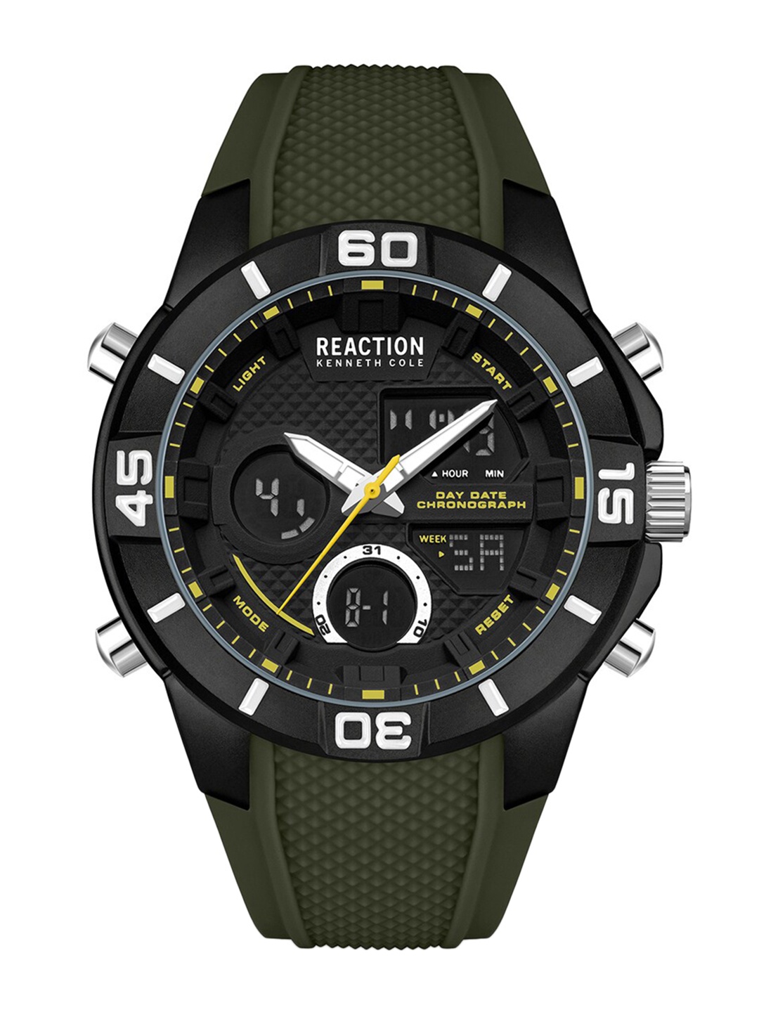 

REACTION KENNETH COLE Men Black Dial & Green Wrap Around Straps Analogue and Digital Watch KRWGP2192101