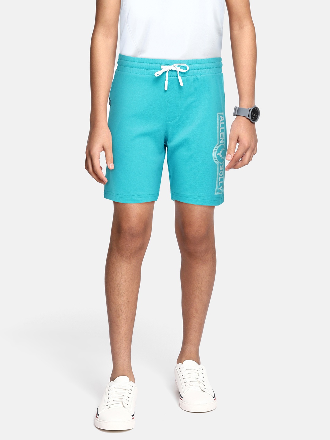 

Allen Solly Junior Boys Blue Typography Pure Cotton Printed Shorts