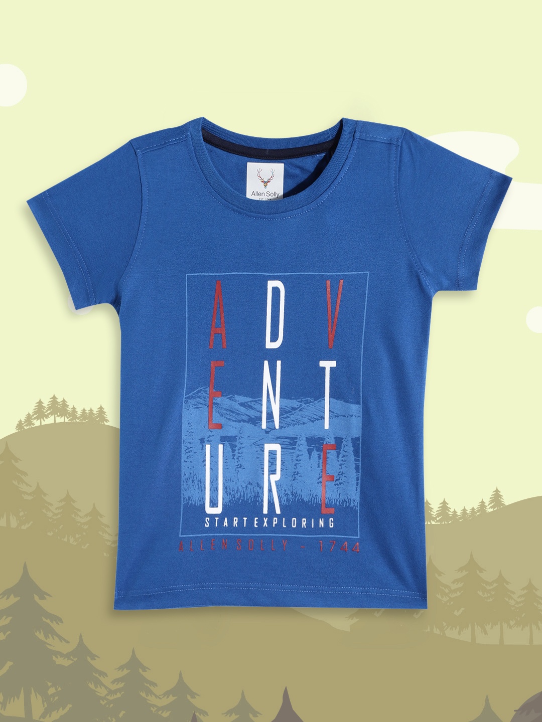 Allen Solly Junior Boys Blue & Red Pure Cotton Typography Printed T-shirt